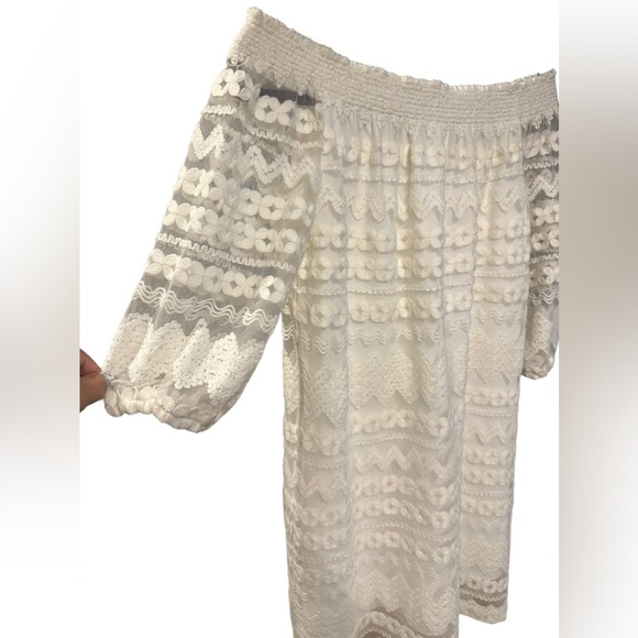 Trina Turk hoku embroidery lace off shoulder mini dress size M - Picture 5 of 13